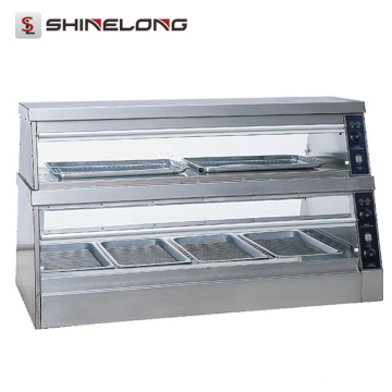 Professional Fast Food Industrial Glass Table Food Warmer Display Showcase